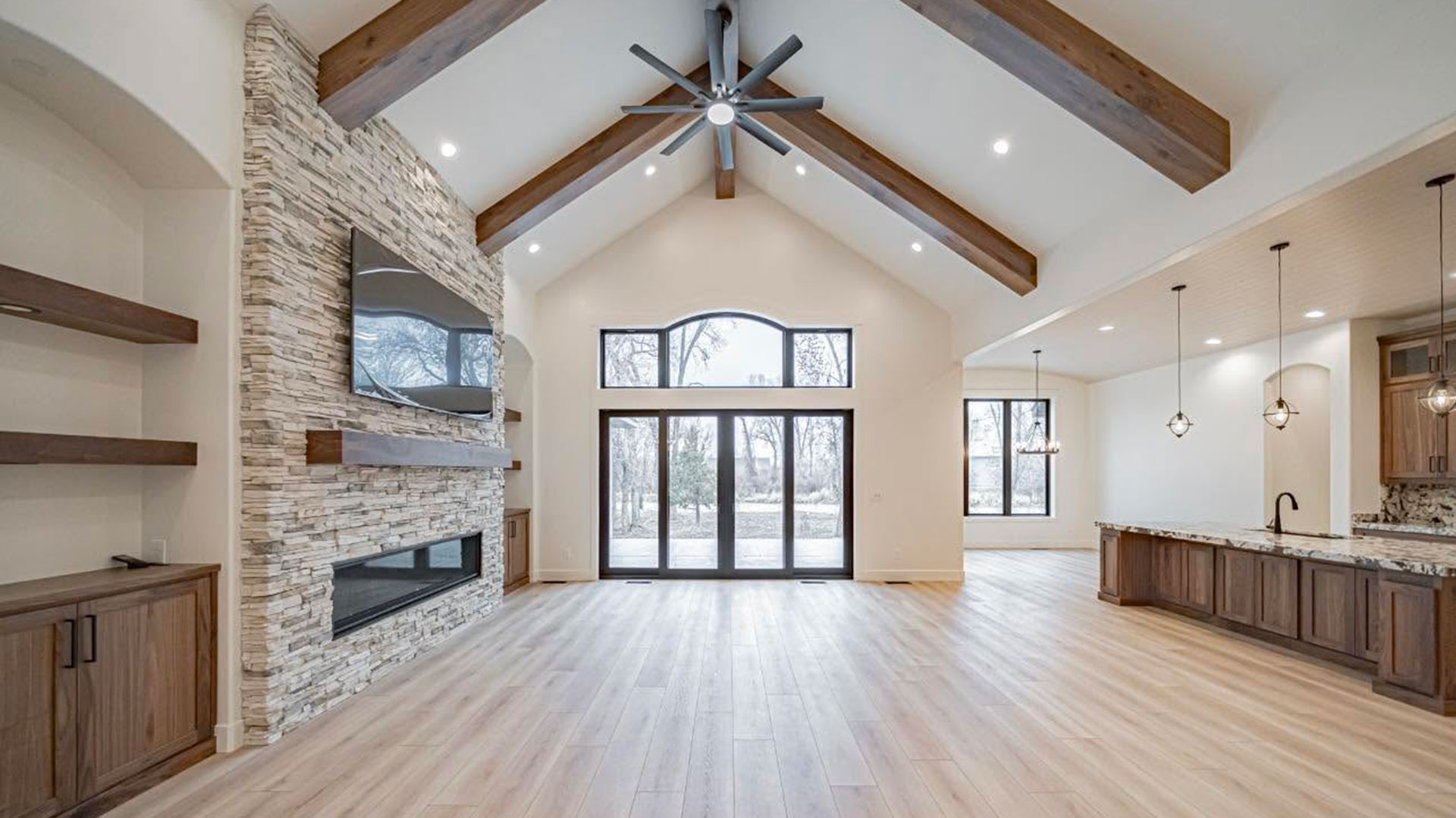 Finn Construction - builds beautiful homes. Interior shot of gorgous living room/kitchen 