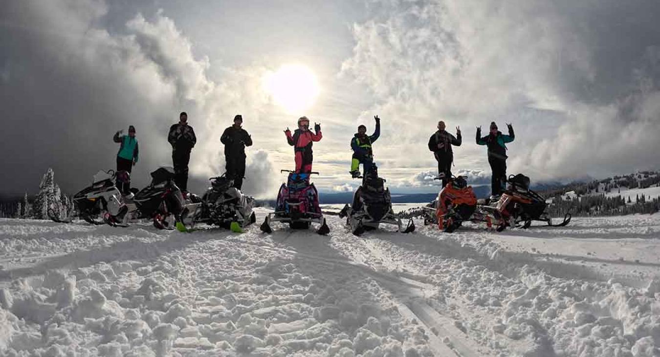 Group of Snowmobilers